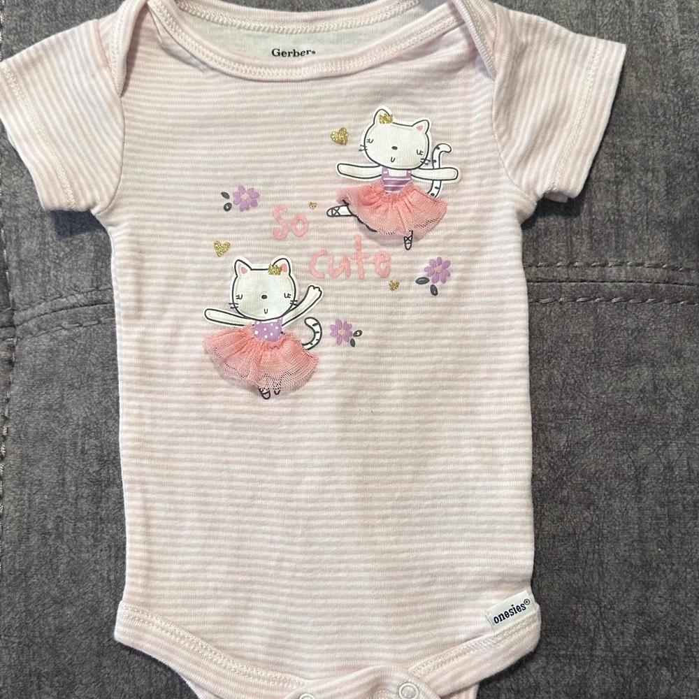 Gerber Pink Bodysuit with Adorable Cat Design